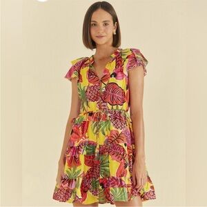 Farm Rio Fruit Dream Ruffle mini dress Size Medium